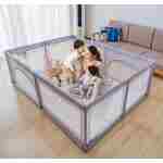 siva ogradica za bebe JOY od oksford tkanine