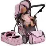kolica za lutke kitty roze sa nosiljkom i torbom za devojčice