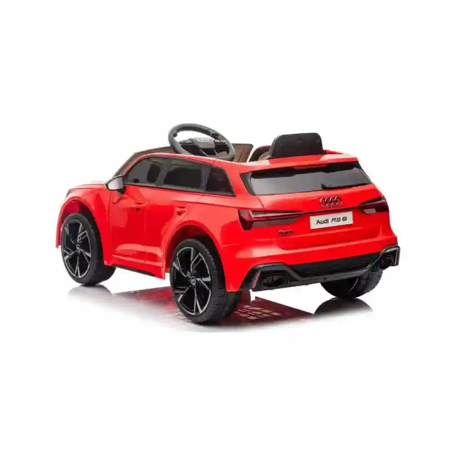 Audi RS6 - Licencirani auto na akumulator - Meke gume + kožno sedište - Crveni audi rs6 licencirani auto na akumulator crveni meke gume kožno sedište delfino