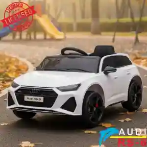 Audi RS6 - Licencirani auto na akumulator - Meke gume + kožno sedište - Beli - Slika 11