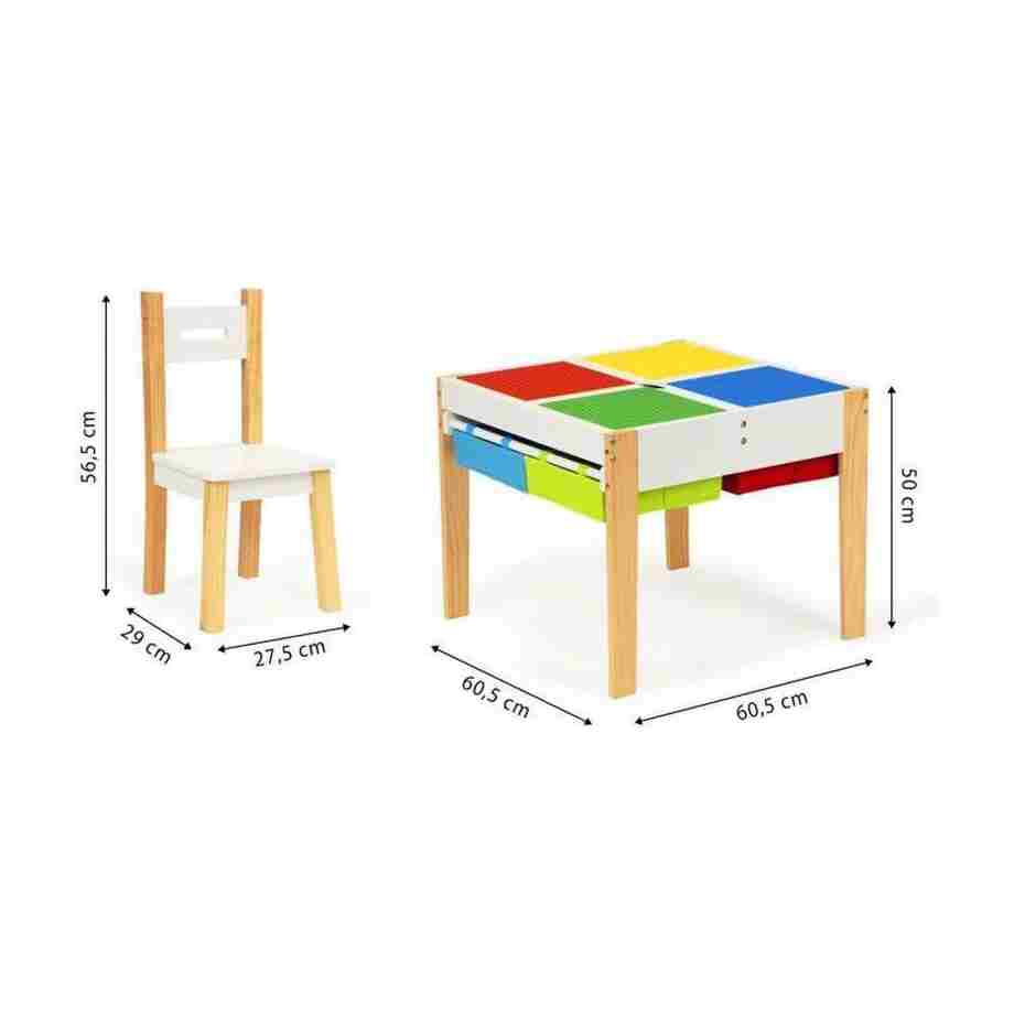 dečiji set sto+2 stolice od punog bora detalj