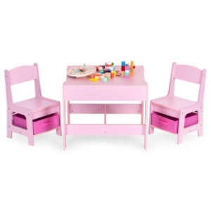 dečiji set sto i 2 stolice sa tablom za pisanje roze bliži prikaz