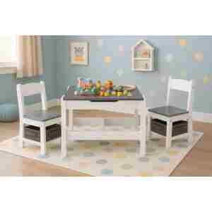 dečiji set sto i 2 stolice sa tablom za pisanje white ecotoys
