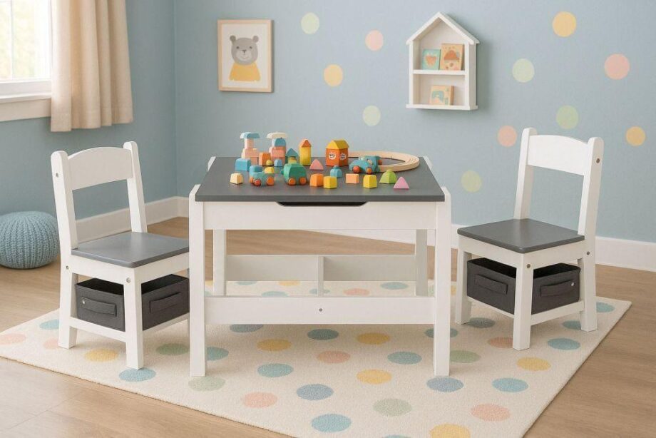 dečiji set sto i 2 stolice sa tablom za pisanje white ecotoys