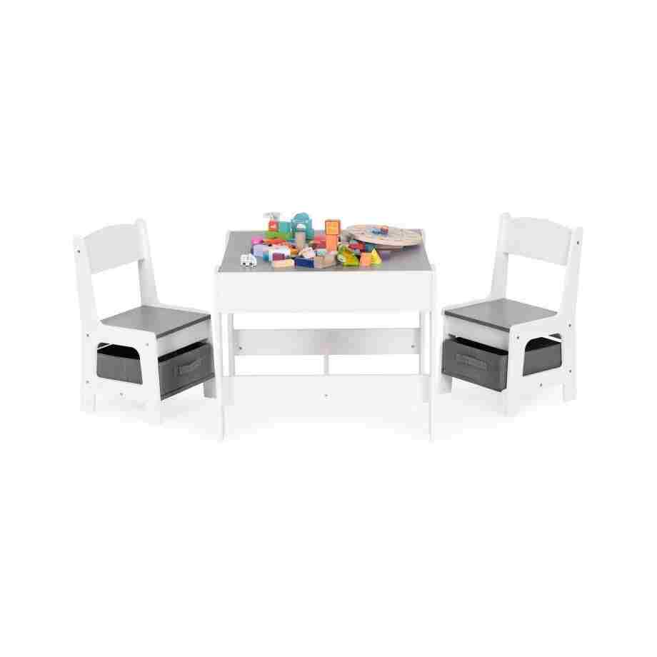 dečiji set sto i 2 stolice sa tablom za pisanje white ecotoys bliži prikaz