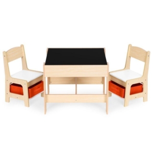 Dečiji set sto i 2 stolice sa tablom za pisanje Wood ECOTOYS dečiji set sto i 2 stolice sa tablom za pisanje wood ecotoys prirodni ton drveta pogled sa strane