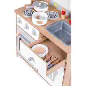 DRVENA KUHINJA XXL + cooking accessories drvena kuhinja XXL bela i braon za decu detalj