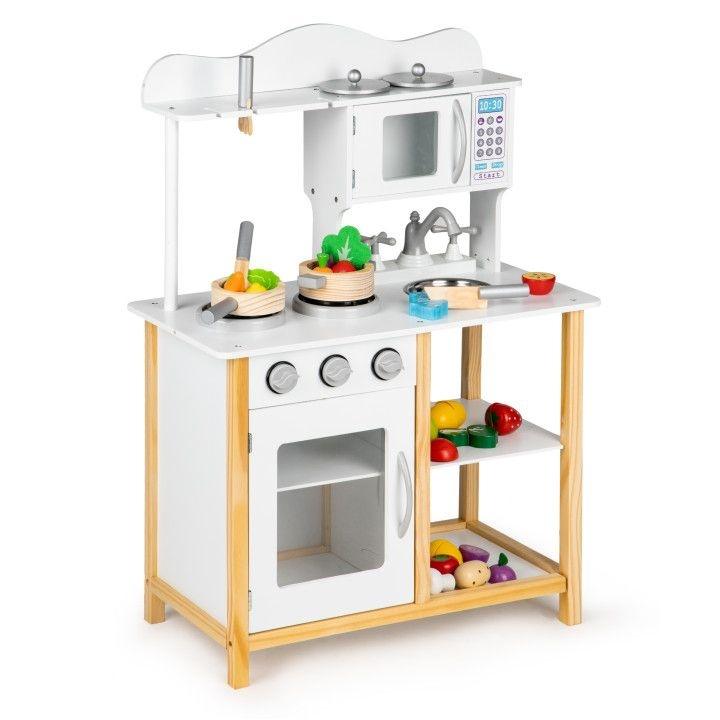 drvena kuhinja za decu sa dodacima brend Ecotoys pogled sa strane