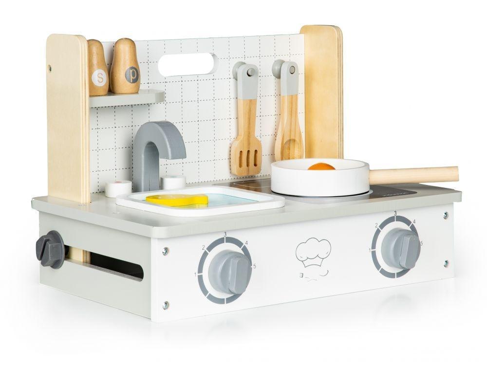 drvena rerna sa dodacima, mini kuhinja ecotoys za decu bliži prikaz
