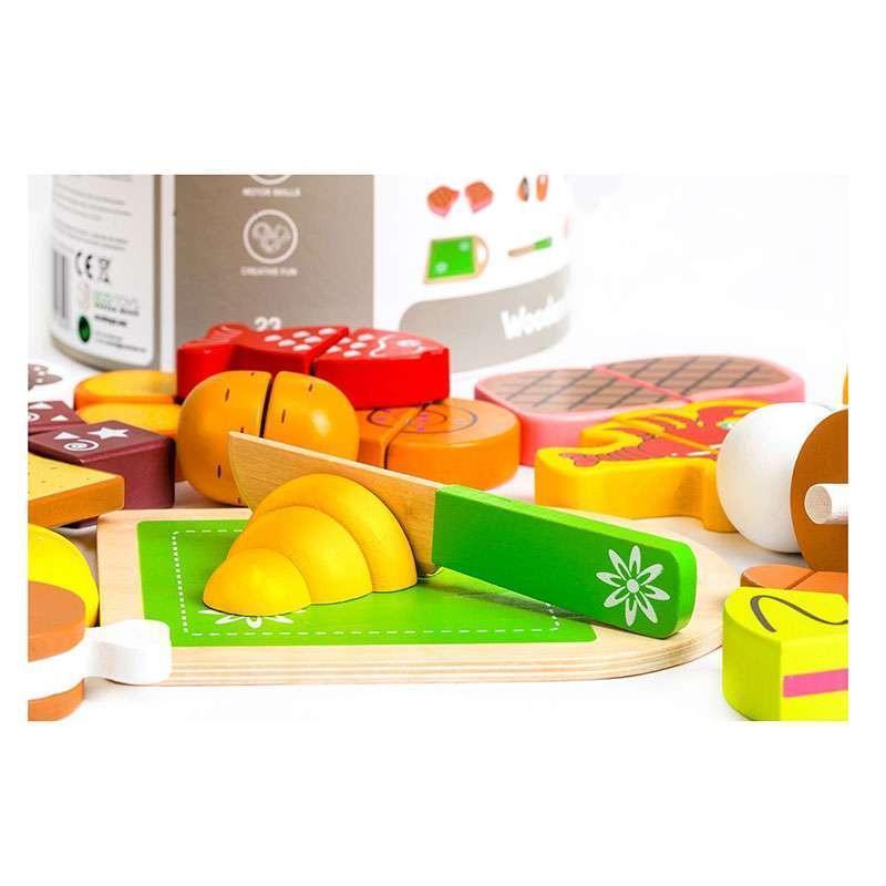 drvene namirnice za seckanje 23 dela edukativna igračka bliži prikaz