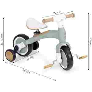 Ecotoys balans bicikl sa pedalama i pomoćnim točkovima 3u1 green balans bicikl sa pedalama u zelenoj boji za uzrast od 3 godine zadnja strana