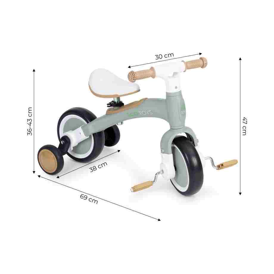 balans bicikl sa pedalama u zelenoj boji za uzrast od 3 godine zadnja strana