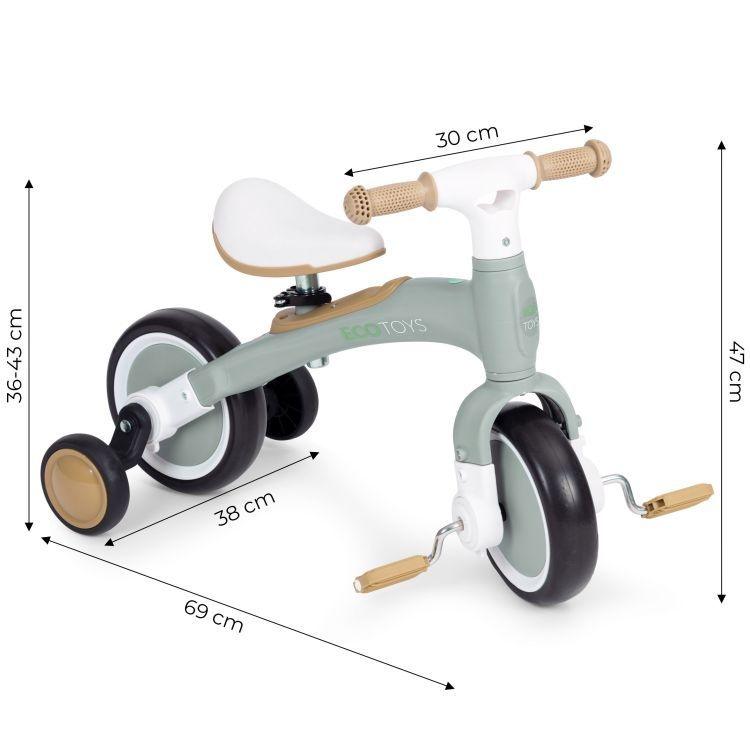 balans bicikl sa pedalama u zelenoj boji za uzrast od 3 godine zadnja strana