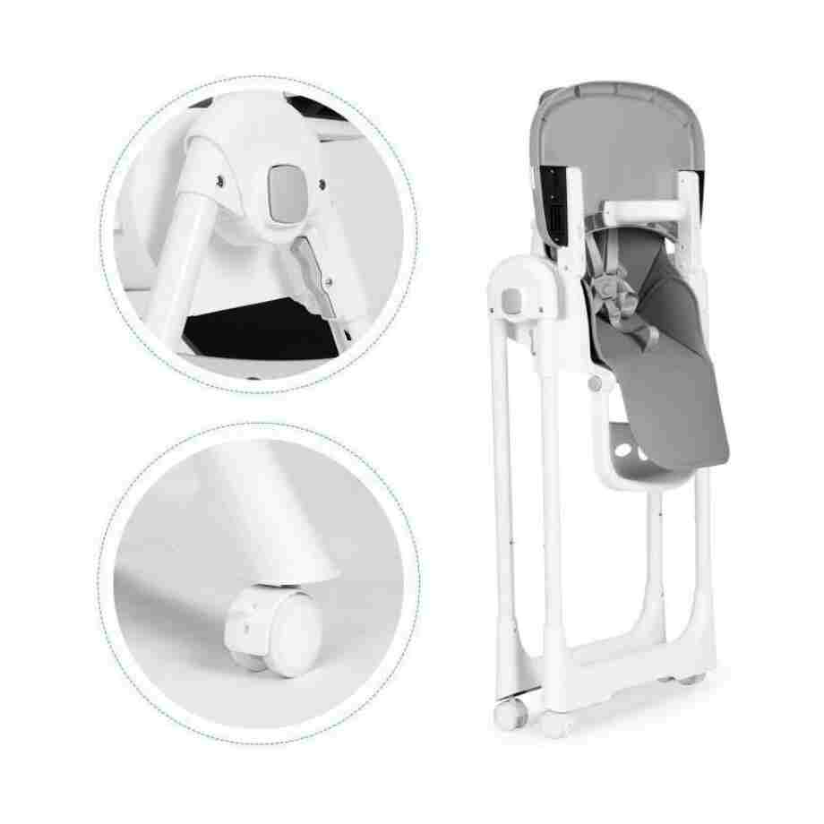 ecotoys stolica za hranjenje u tamno sivoj boji sa metalnim okvirom