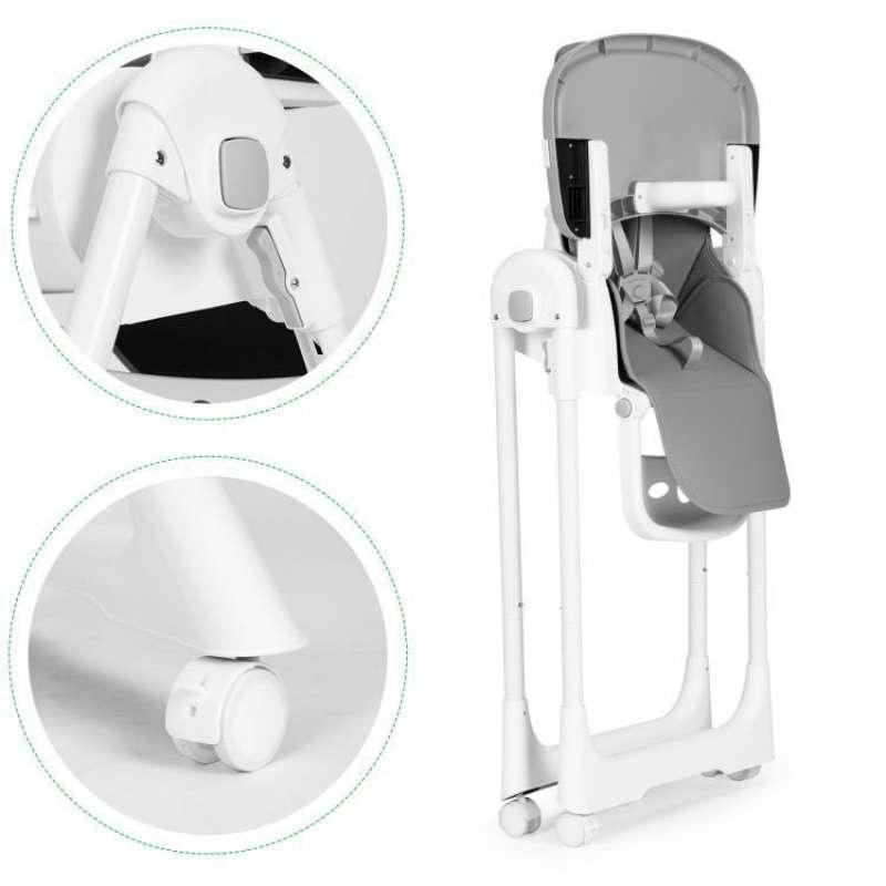 ecotoys stolica za hranjenje u tamno sivoj boji zadnja strana