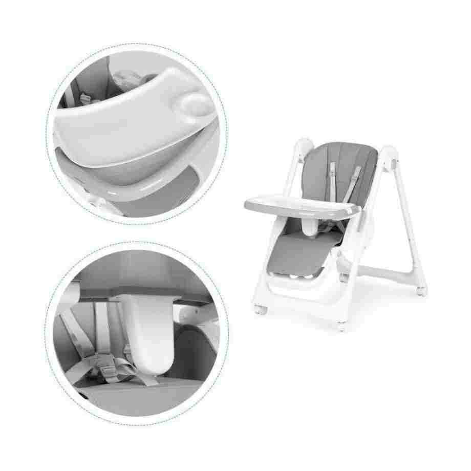 ecotoys stolica za hranjenje u tamno sivoj boji sa metalnim okvirom