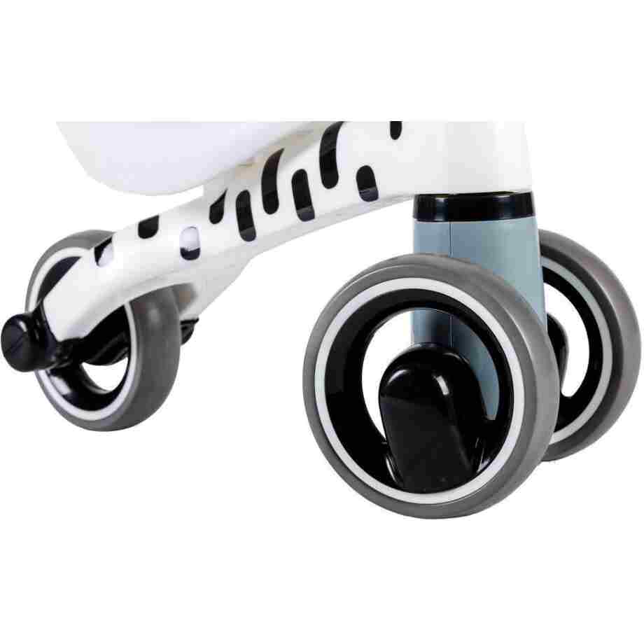 tricikl guralica za decu zebra bela boja bliži prikaz