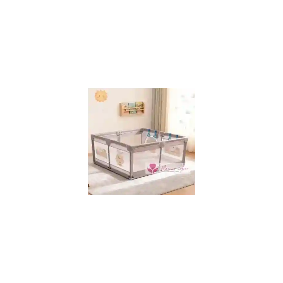 ogradica za bebe JOY siva sa printom 150x200