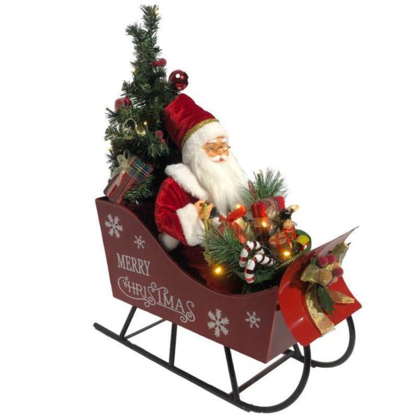 deda mraz u kočijama 60cm sa zvukom i svetlom