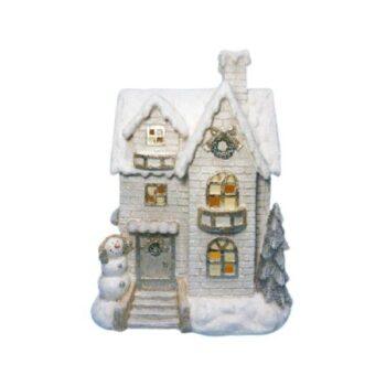 novogodišnji ukras kućica sa svetlećim efektom boja