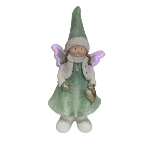 novogodišnji ukras anđeo sa svetlećim efektom boja