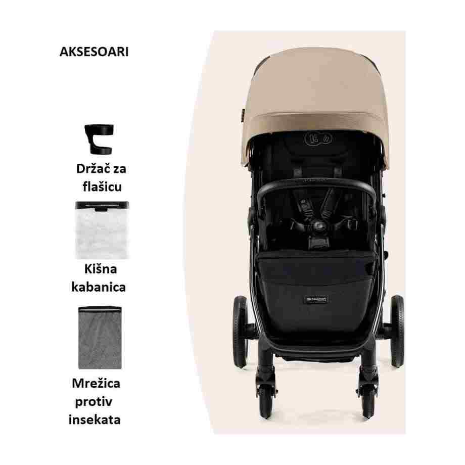 kinderkraft kolica mitzy biege u bež boji pogled sa strane