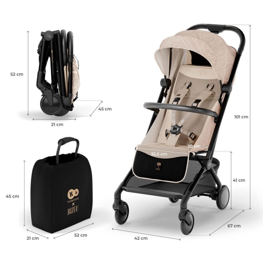 kinderkraft kolica pilot 2 bizuu dune whisper za decu detalj