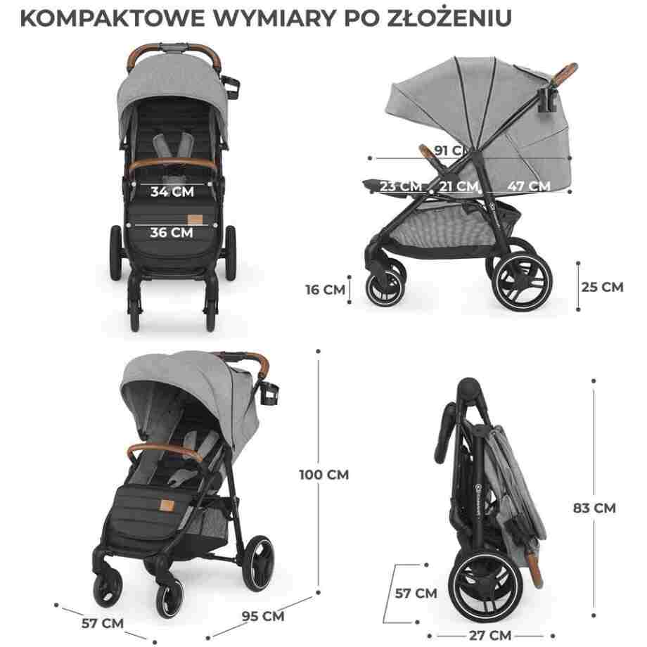 KINDERKRAFT KOLICA ZA BEBE GRANDE PLUS GRAY kinderkraft grande plus gray kompaktna kolica za bebe – bočni prikaz sa
