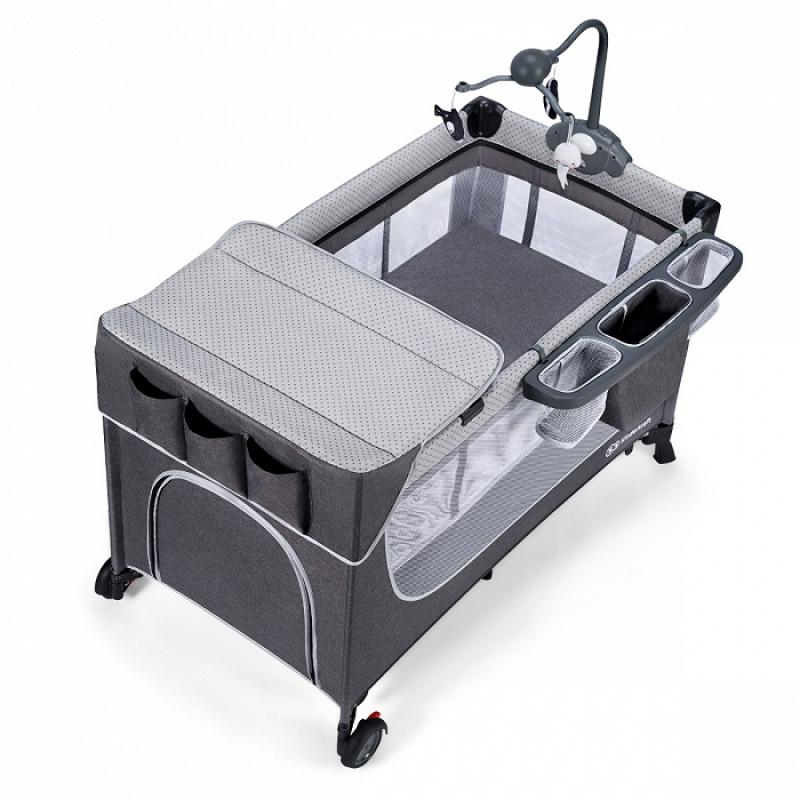 prenosivi krevetac Leody Grey sa dodacima za bebe bliži prikaz