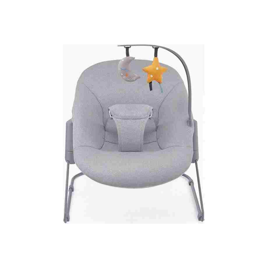 kinderkraft stolica za ljuljanje calmee grey sa igračkama i sigurnosnim pojasevima