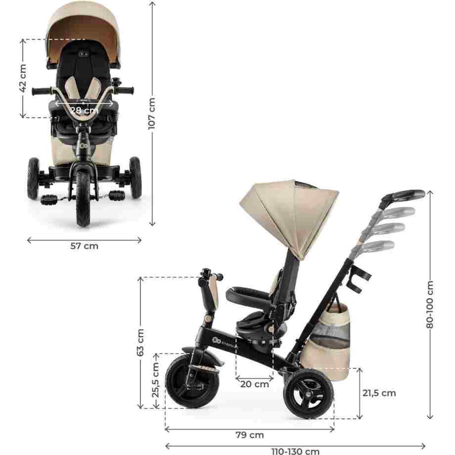 KINDERKRAFT TRICIKL EASY TWIST 2U1 BEIGE tricikl Easy Twist 2u1 bež boje za decu detalj