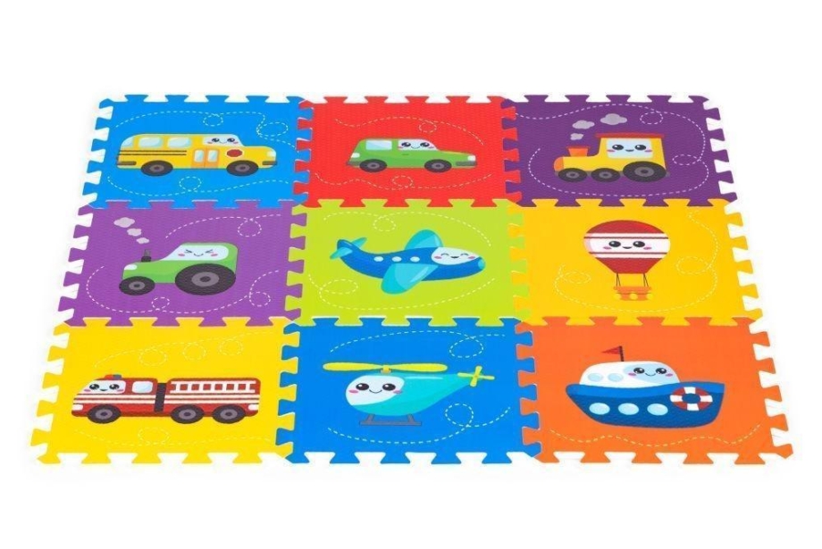 PODLOGA ZA IGRU PUZZLE VEHICLES 9 ELEMENATA 86x86CM IPLAY podloga za igru puzzle vehicles 9 elemenata meka pena detalj