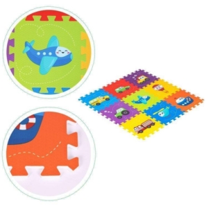 PODLOGA ZA IGRU PUZZLE VEHICLES 9 ELEMENATA 86x86CM IPLAY podloga za igru puzzle vehicles 9 elemenata meka pena zadnja strana