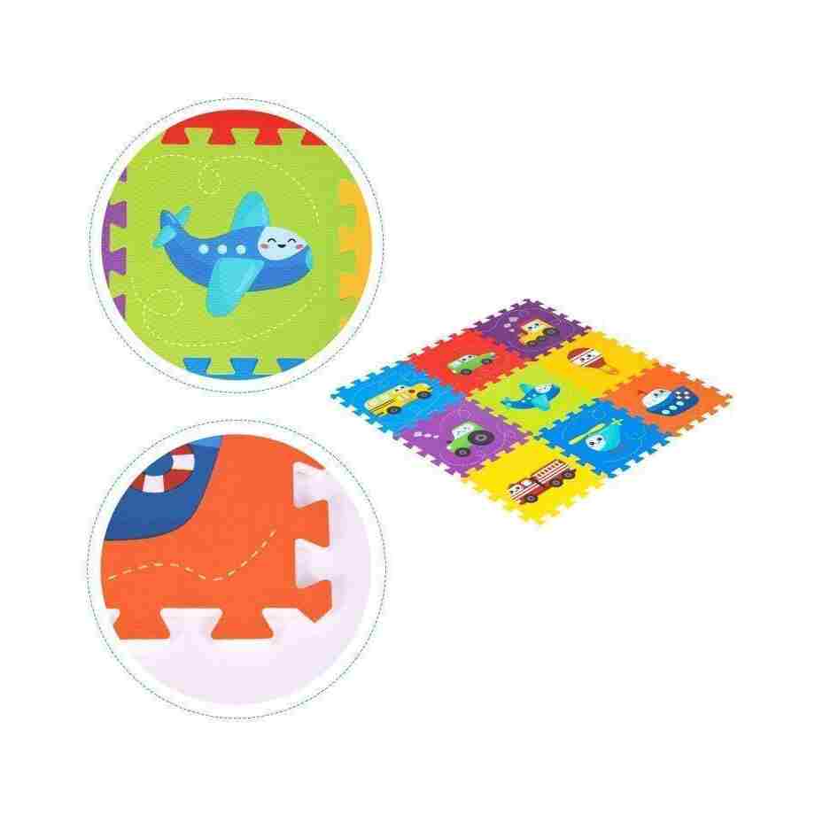 PODLOGA ZA IGRU PUZZLE VEHICLES 9 ELEMENATA 86x86CM IPLAY podloga za igru puzzle vehicles 9 elemenata meka pena zadnja strana