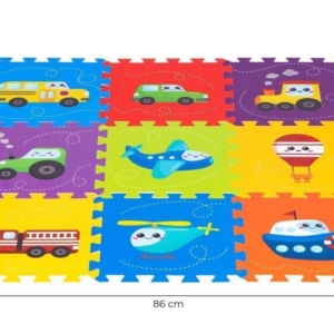 PODLOGA ZA IGRU PUZZLE VEHICLES 9 ELEMENATA 86x86CM IPLAY podloga za igru puzzle vehicles 9 elemenata meka pena tekstura materijala