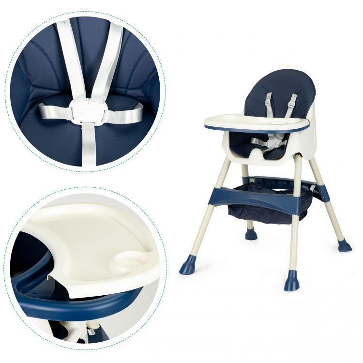 stolica za hranjenje 2u1 ecotoys blue plava pogled sa strane