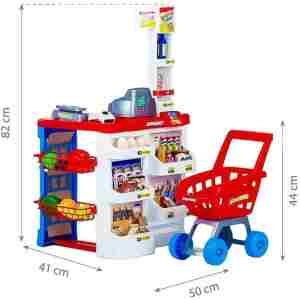 Supermarket štand za decu sa kasirom, vagu i skenerom supermarket štand za decu sa kasirom i skenerom pogled sa strane