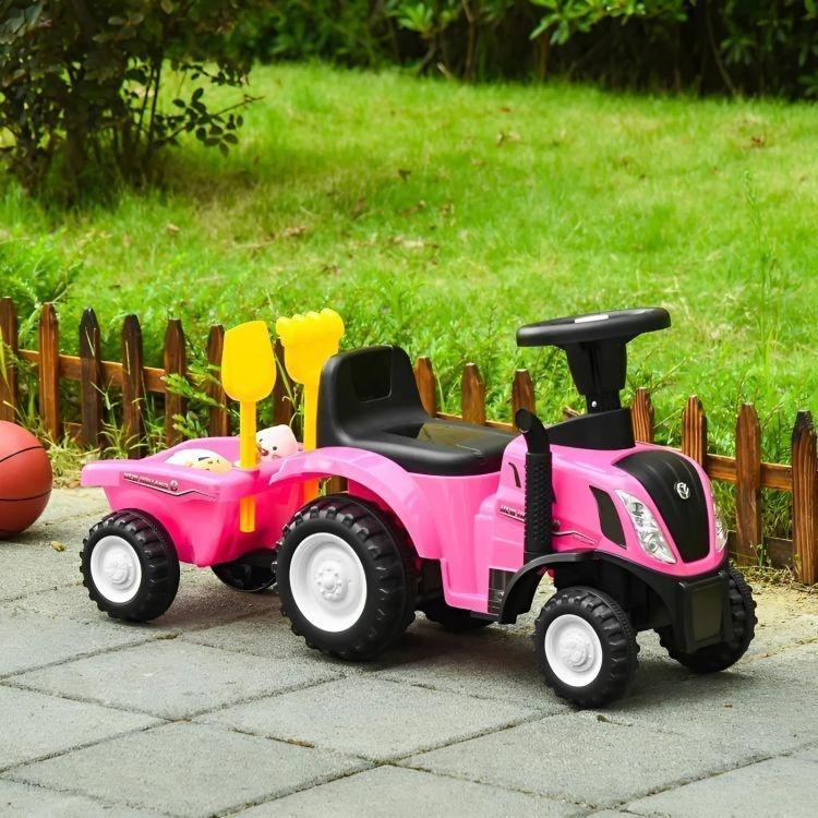 traktor sa prikolicom pink ecotoys za devojčice detalj