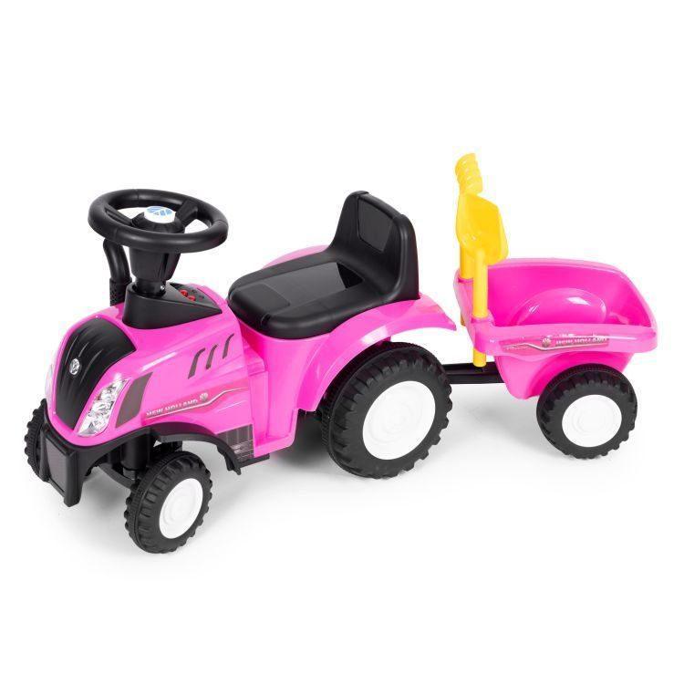 traktor sa prikolicom pink ecotoys za devojčice pogled sa strane
