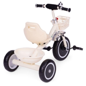 Tricikl sa neklizajućim rukohvatima, zvoncem i korpom, Beige, ECOTOYS Tricikl sa korpom ECOTOYS bež