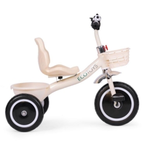 Tricikl sa neklizajućim rukohvatima, zvoncem i korpom, Beige, ECOTOYS Tricikl sa korpom ECOTOYS bež