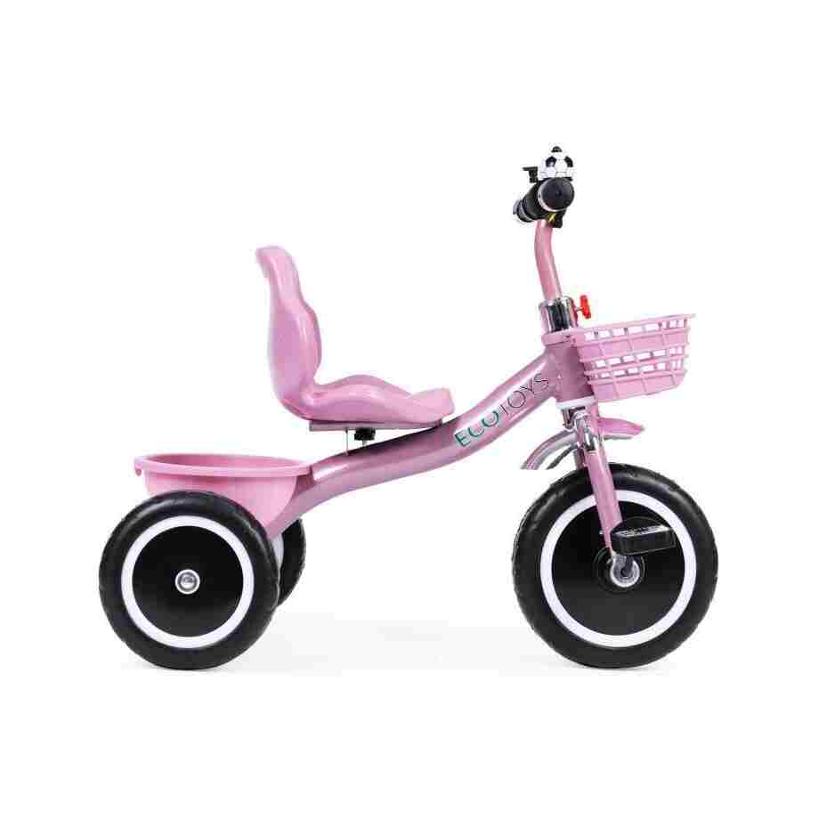 Tricikl sa neklizajućim rukohvatima, zvoncem i korpom, Pink, ECOTOYS tricikl sa neklizajućim rukohvatima pink brend ECOTOYS detalj