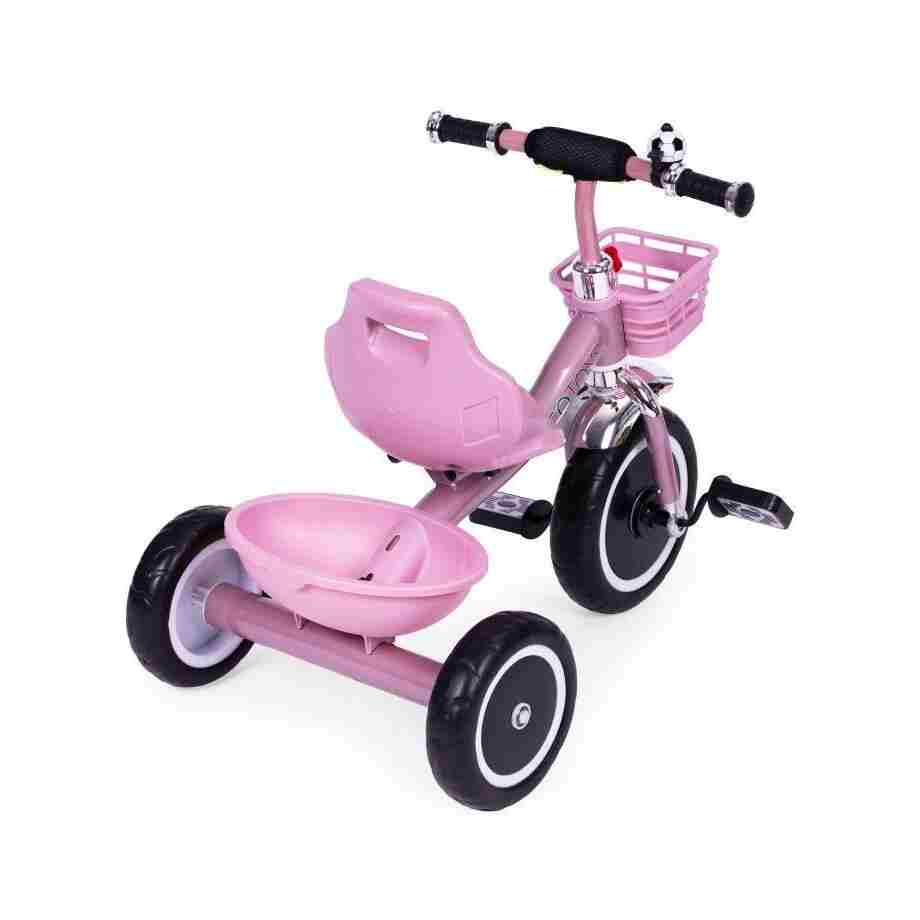Tricikl sa neklizajućim rukohvatima, zvoncem i korpom, Pink, ECOTOYS tricikl sa neklizajućim rukohvatima pink brend ECOTOYS zadnja strana