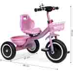 Tricikl sa neklizajućim rukohvatima, zvoncem i korpom, Pink, ECOTOYS tricikl sa neklizajućim rukohvatima pink brend ECOTOYS tekstura materijala