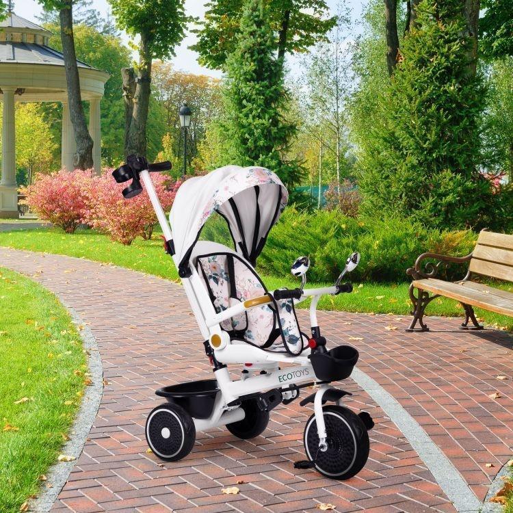 tricikl za decu sa rotirajućim sedištem white, ECOTOYS pogled sa strane