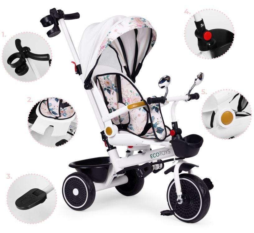 tricikl za decu sa rotirajućim sedištem white, ECOTOYS detalj