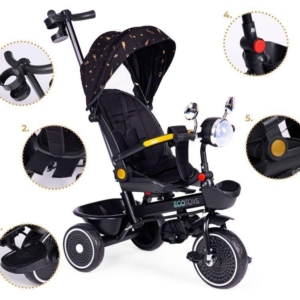 Tricikl sa rotirajućim sedištem ECOTOYS crni