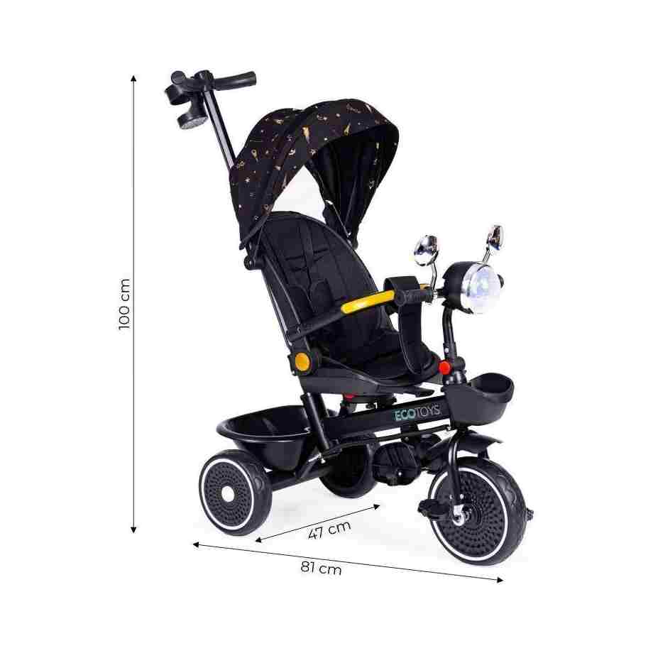 tricikl za decu sa rotirajućim sedištem black, ECOTOYS detalj