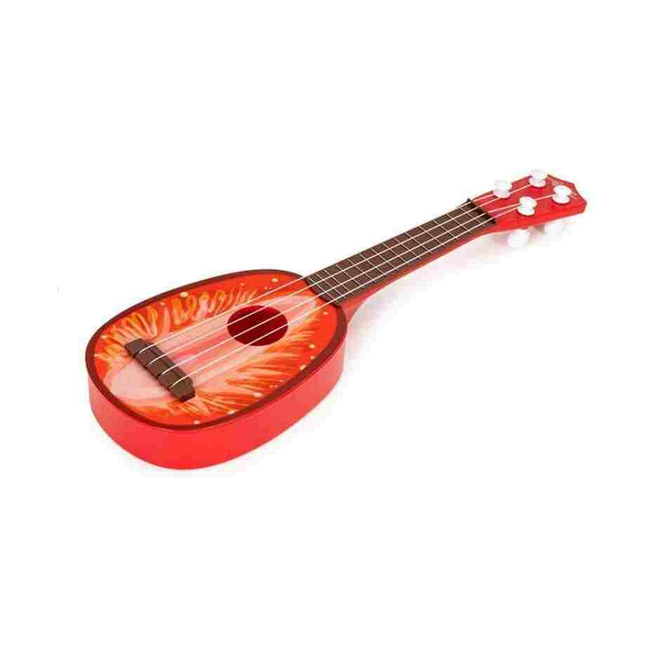 ukulele gitara za decu jagoda u šarenoj boji pogled sa strane