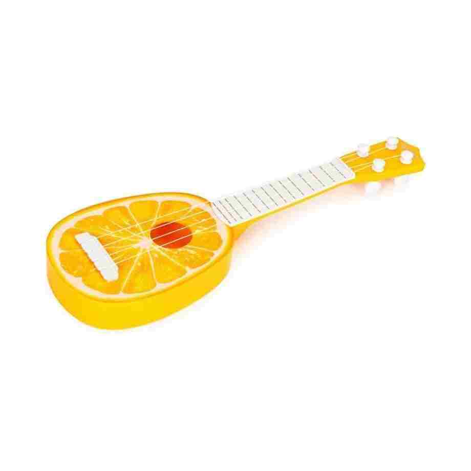 ukulele gitara za decu narandža muzički instrument pogled sa strane